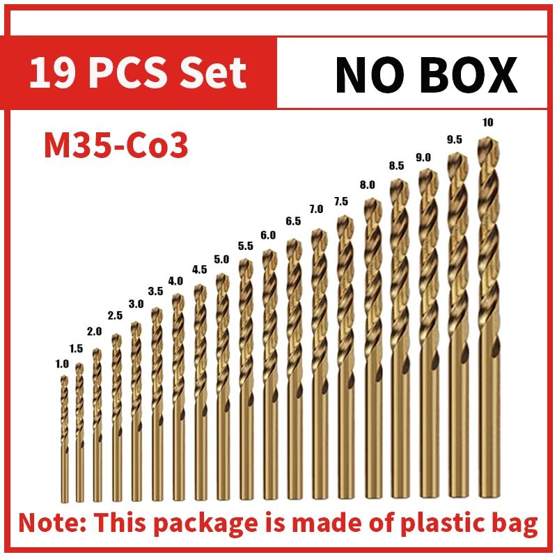 Broca Helicoidal de Cobalto HSS M35 Jogo de Ferramentas Acessórios para Perfuração de Metal Aço Inoxidável