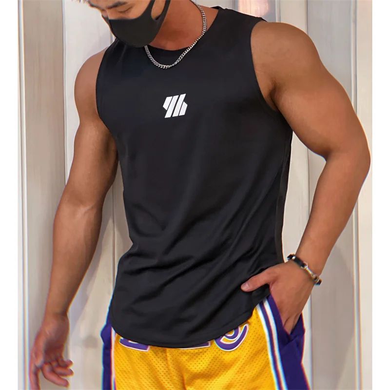 2025 newest Summer Gym Vest High Quality mesh Shirt Sleeveless T-shirts Men Tank Tops Fitness Sports Vest men casual Clothing