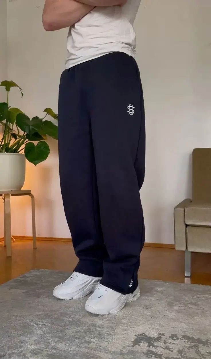 Calça Moletom Bordada Su Jogger Hip Hop Rosa Casual Cintura Elástica Masculina Americana Marinho Y2K Moeda Berlim Street Estilo Anos 2000