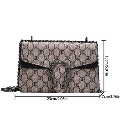 Retro PU women's crossbody bag with magnetic snap button, lightweight shoulder bag and multi compartment daily essentials