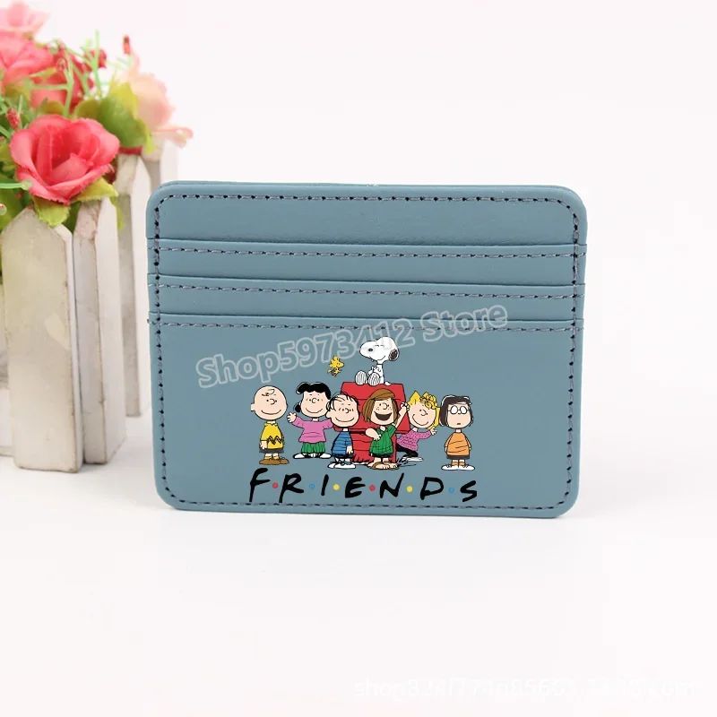 Bolsa Moedeiro Snoopy Peanuts Anime Porta Cartão de Crédito Passaporte Carteira de PU Capa para Cartões de Identificação Bolsa Presente de Aniversário para Crianças Homens Mulheres