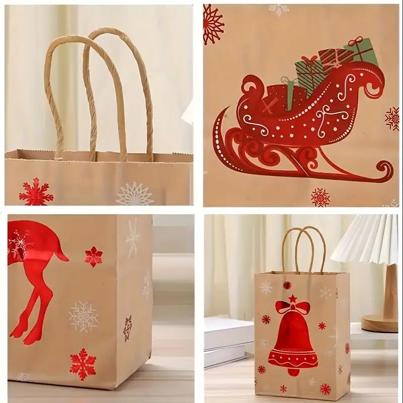 Christmas Kraft Paper Handbags 2026 Xmas Gifts Bag Merry Christmas Decor For Home Cristmas Navidad New Year Packing Bags