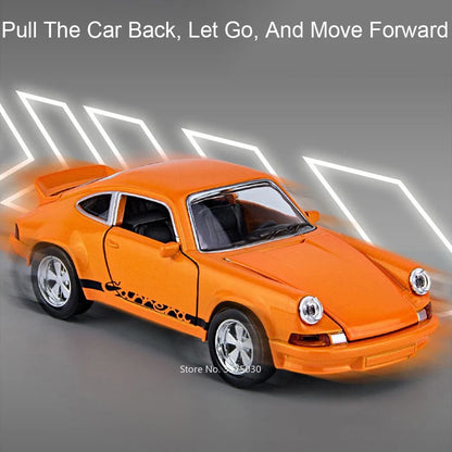 1:36 Porsche 911 Carrera 1974 Modelos de Brinquedo Liga de Fundição Carros 4 Portas Abertas Luz Som Veículos em Miniatura Brinquedos Educacionais para Meninos