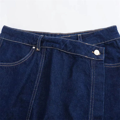 MUJER 2025 Women's Shirt Set Blue Denim Shirts for Women Summer Cropped Shirts and Blouses Woman Holiday Casual Shirts Women Top