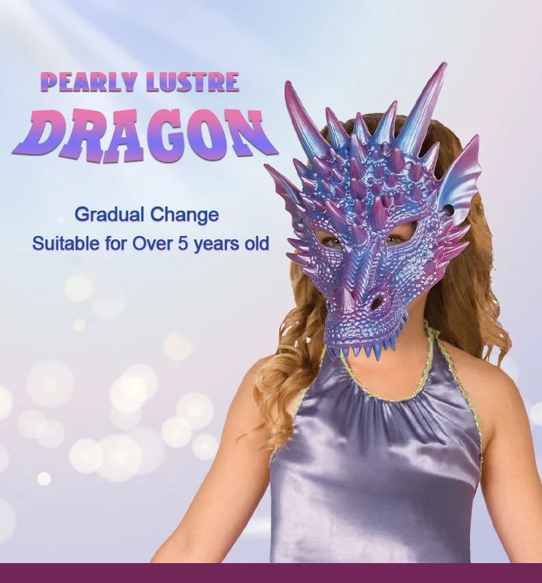 Party Supplies Pearl Blue Dragon Mask 3D Printing Dragon Knight Mask Cosplay Mask Halloween Mask Party Costume Props