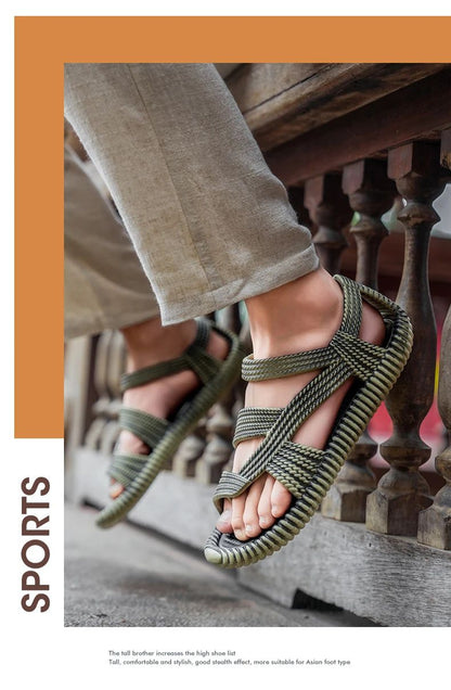 Summer Men's Straw Sandals Mens Casual Shoes Personality Wear-resistant Sandal for Men Outdoor Beach Flip-flop Size Plus 36-47