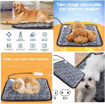Tapete aquecido para cães Temperatura ajustável para animais de estimação Almofada de aquecimento para cães À prova d'água Almofada de aquecimento elétrica Temporizador de aquecimento para cães Suprimento para dormir à prova d'água