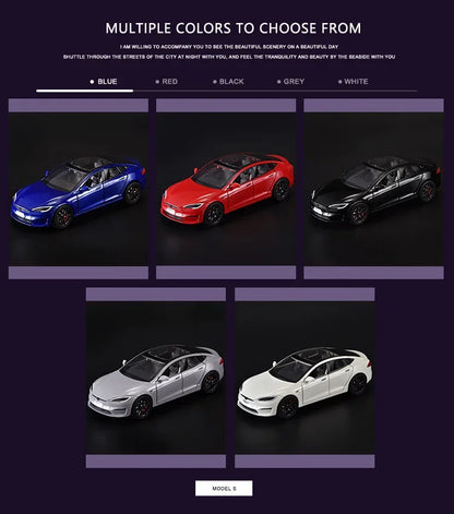 1:24 Tesla Model S Miniatures Simulation Alloy Metal Diecast Model Car Sound & Light car Toys for Kids Gifts for Boyfriend C270