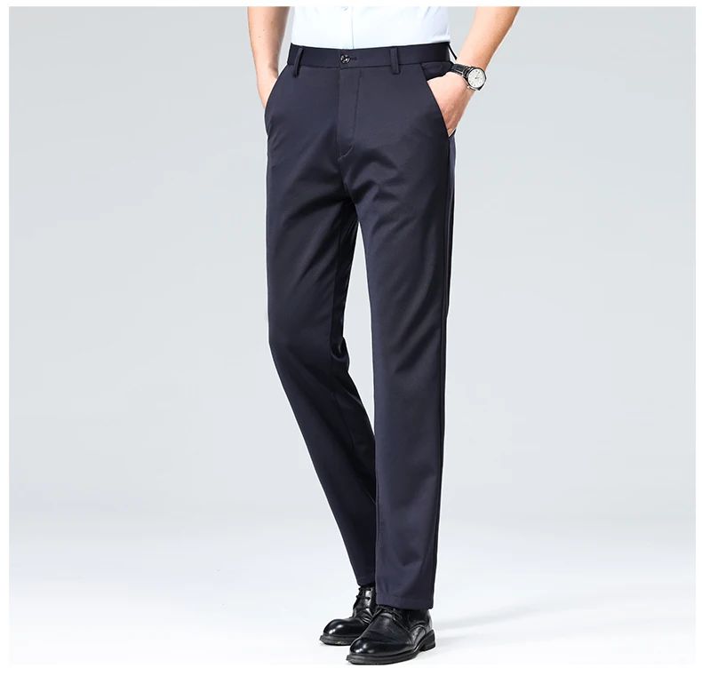 Calças Finas Masculinas para o Verão Outono, Calças de Terno Formal, Calças de Trabalho, Calças Casuais de Negócios de Qualidade, Calças Compridas Pretas Vinho Tinto