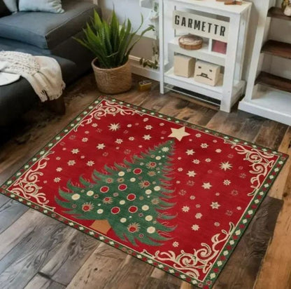 Christmas Luxurious Carpet Theme Indoor Area Living Room Mat Edge Large Mat Suitable for Bedroom Mats Window Sill Holiday Rugs