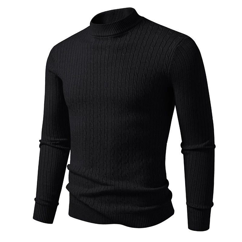 Animal Game Mens Mock Neck Pullover Casual Sweaters Outdoor Woolen Knitwear Twist Casual Sweater Knit Autumn Warm Coats