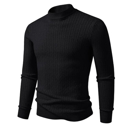 Animal Game Mens Mock Neck Pullover Casual Sweaters Outdoor Woolen Knitwear Twist Casual Sweater Knit Autumn Warm Coats