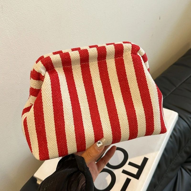 Casual Colorblock Bag Ladies Ruched Cloud Purse Summer Woven Crochet Purses for Women Beach Clutch Handbags 2025 Dumpling Hobo