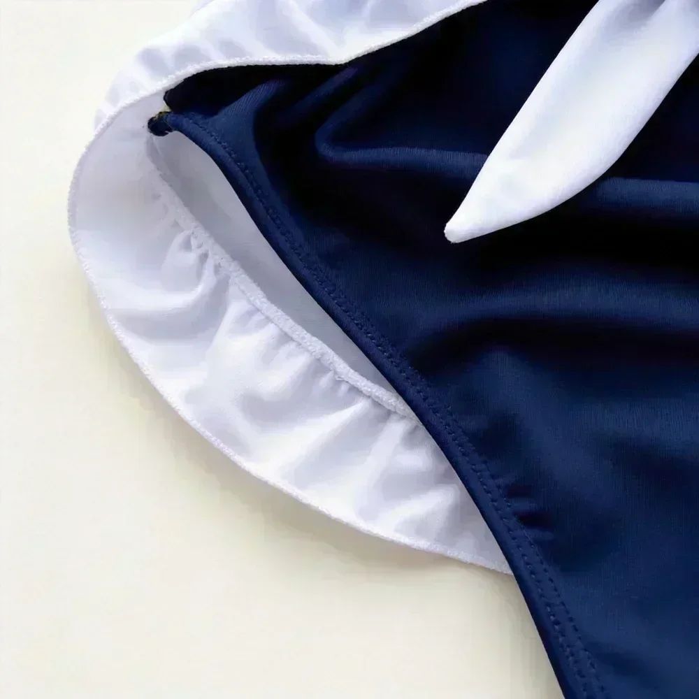 Bunny Complete Maid Cosplay Costume Set Ruffle Cosplay Vacation Halloween Outfit Halter Dress Set Outfit Costume Play Occasions