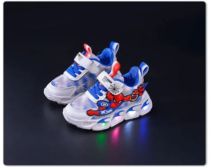Disney Fashion Spiderman Baby Boys Spring/Autumn Lighted Trendy Kids Boy Sports Casual Children's Sneakers