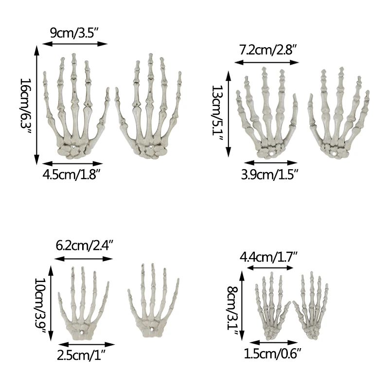 1 Pair Of Halloween Skeleton Hands Haunted House Bar Party Plastic Horror Props Dummy Hands Bones Halloween Scene Decor Supplies