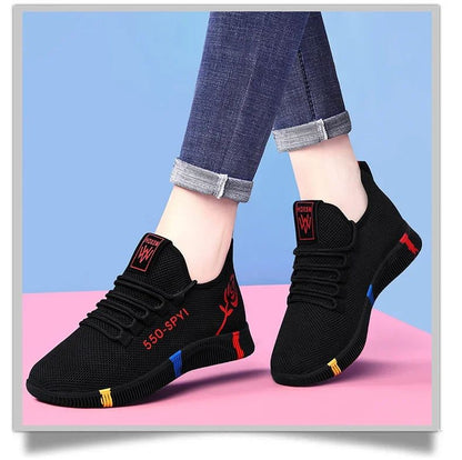 Tenis Feminino 2025 Women Vulcanized Shoes Air Mesh Light Soft Sneakers Female Flats Platform Lace Up Casual Shoes Basket Femme