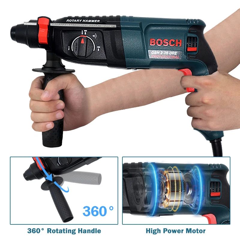 Furadeira de impacto multifuncional BOSCH furadeira elétrica martelo elétrico de alta potência para casa GBH2-26/28 ferramentas elétricas
