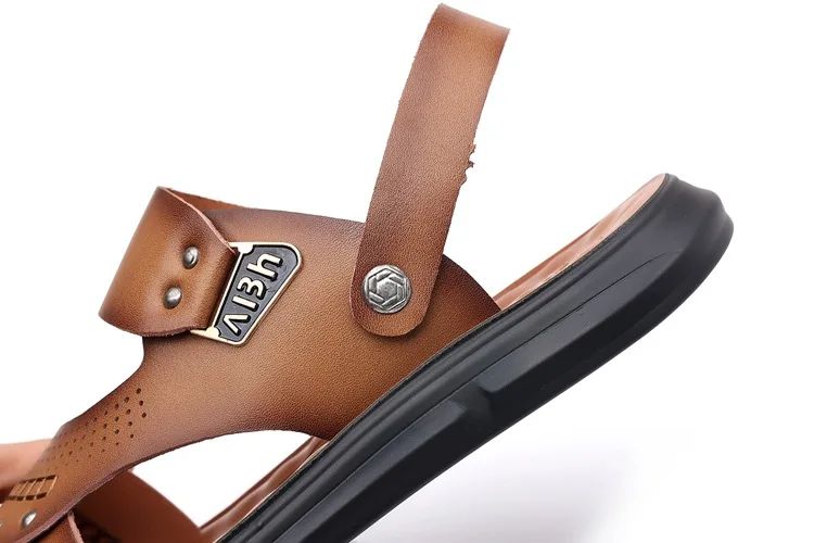 Men's Casual Trendy Soft Bottom Sandals 2024 New Design Real Leather Beach Shoes Slippers Anti-Slip Summer Shoes