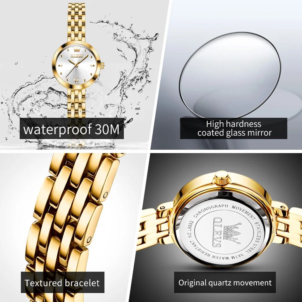 OLEVS 9992 Luxury Women's Watches Elegant Luxury Gold Watch for Women Quartz Waterproof Wristwatches Ladies Relojes Para Mujer