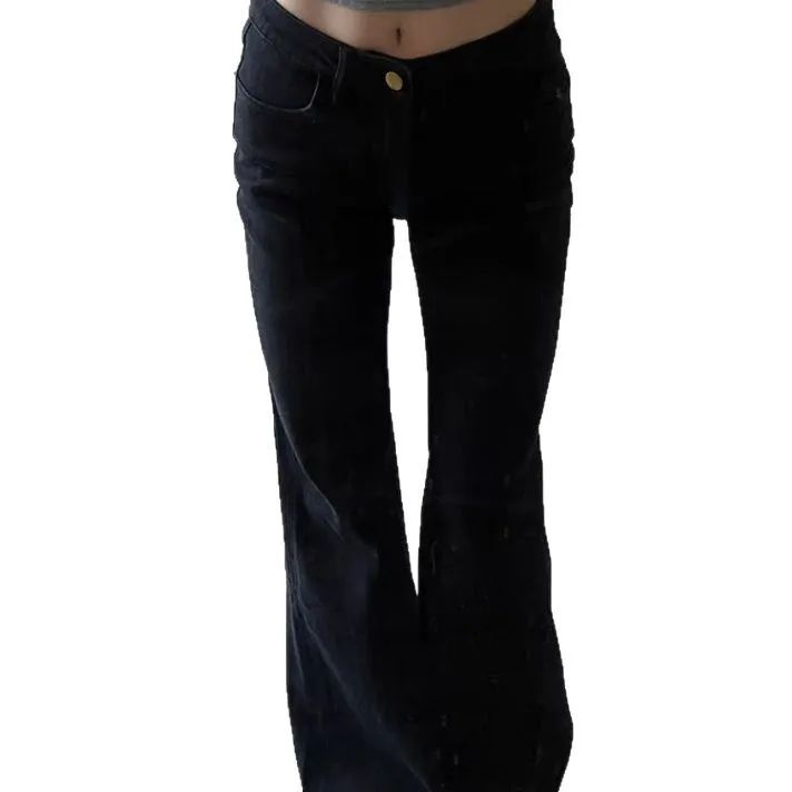 High Waist Loose Fit Bell Bottom Jeans Women's Black Slimming Denim Pants Spring 2025 Fashion Trend Wide Leg Casual Trousers