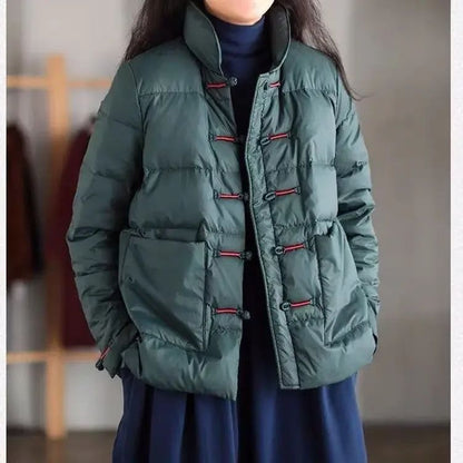 Vintage Single-breasted Quilted Puffer Jacket Winter Warm Lightweight Parka Windproof Outerwear Winter ClothesTrends Coat New