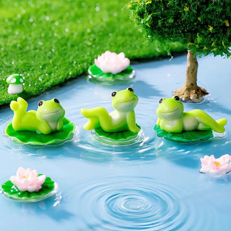5/6Pcs Cartoon Funny Frog Figurine Ornament Desktop Living Room Micro Landscape Fish Tank Aquarium Decoration Accessories