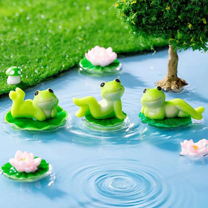 5/6Pcs Cartoon Funny Frog Figurine Ornament Desktop Living Room Micro Landscape Fish Tank Aquarium Decoration Accessories