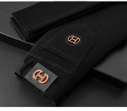 BlackJeans2024 Nova Coleção Outono/Inverno Marca da Moda Casual Slim Fit Elástica Estilo Europeu Calça Comprida Masculina Estampa Fashion