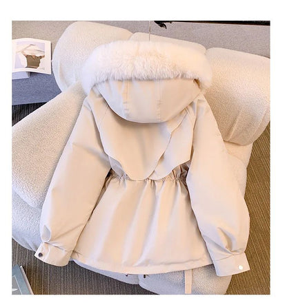 2024 New Autumn and Winter Lined Hood Down Jacket Winter Coat for Women Warm Drawstring Padded Parkas  Female Puffer Outwear