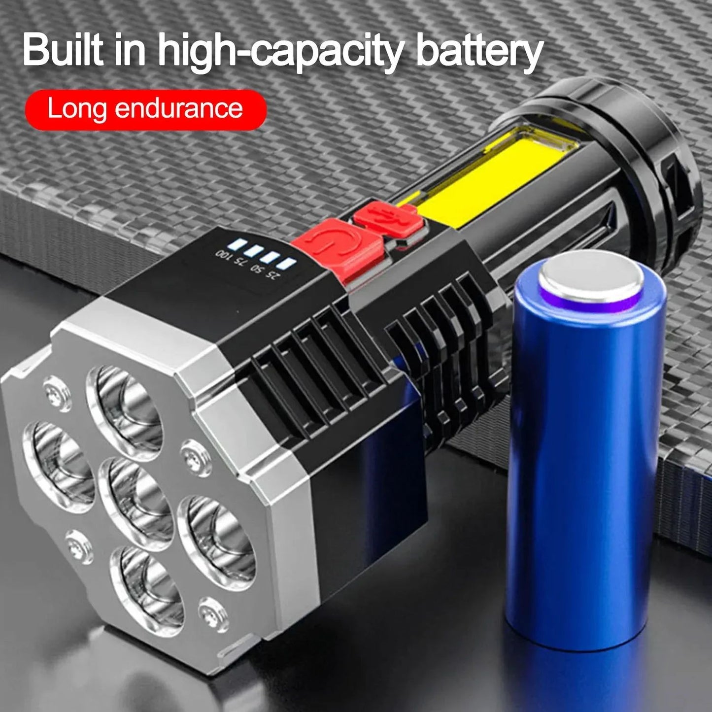 COB High Power LED Flashlight USB Rechargeable Waterproof Lamp For Camping Hiking Fishing Portable Flashlight Emergency Lantern