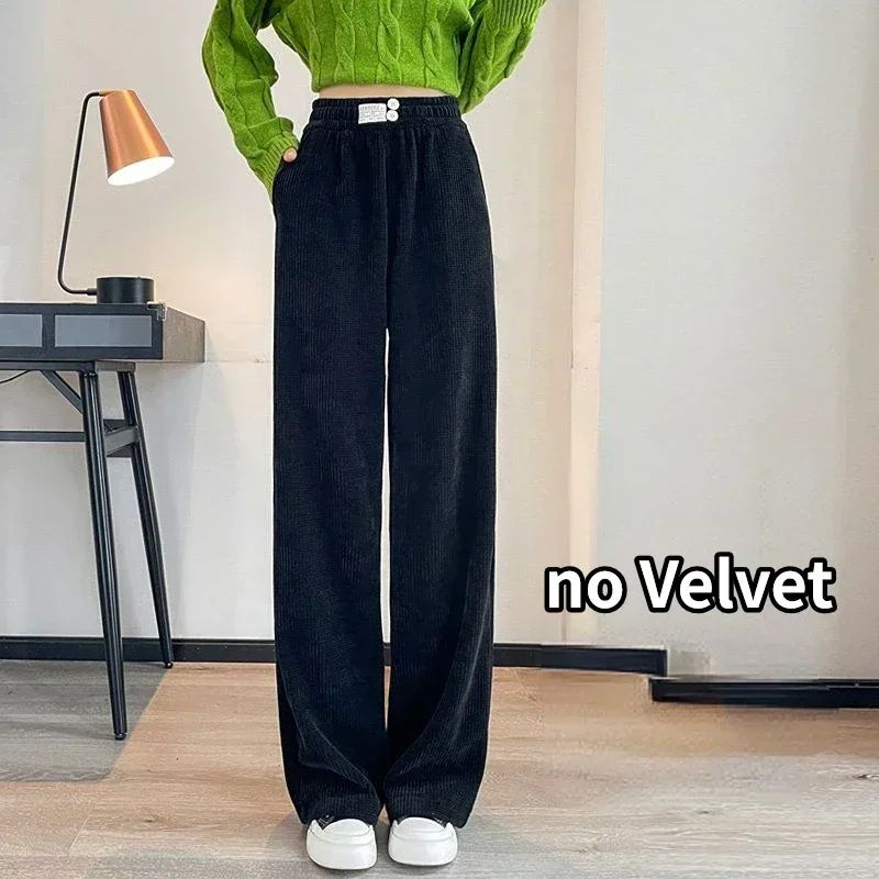 Pants Women Thickened Lamb Fleece Wide Leg Pants Plus Velvet Women's Autumn Winter Fashion Loose Pants Cashmere Casual Pants