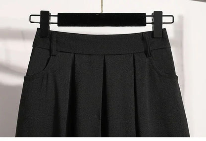 Solid Color Versatile Medium Length Skirt Pleated Plus Size A-Line Maxi Gown Cover Hip Spring Summer 2025 New Half-length Skirt