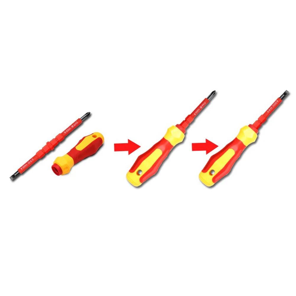 Conjunto de Chaves de Fenda Isoladas 3 em 1 PH1/PH2, Kit de Ferramentas Multiuso para Eletricistas, Chave de Fenda de Fenda Cruzada