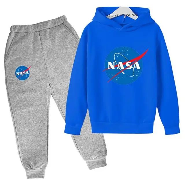 Kids NASA Fashion Casual Spring Autumn 2pcs Hoodie+jogging Pants Tracksuits 3-13 Years Boys Girls Trend Outfits Children Clothes