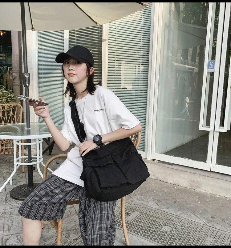 2025 y2k Women Vintage Handbag Canvas Teenager Shoulder Tote Bags Messenger Bags Ladies Casual Handbag Crossbody Purse