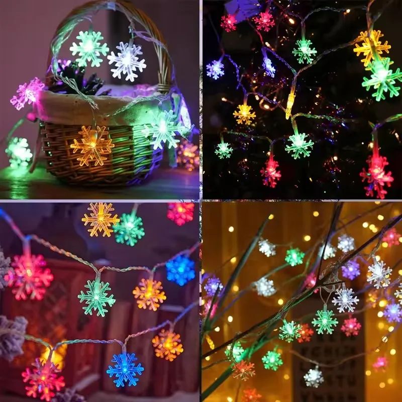 1pc LED Christmas Snowflake String Light Indoor Hanging Decorative Light Fairy Atmosphere Lamp for Wedding Party Battery Box/USB
