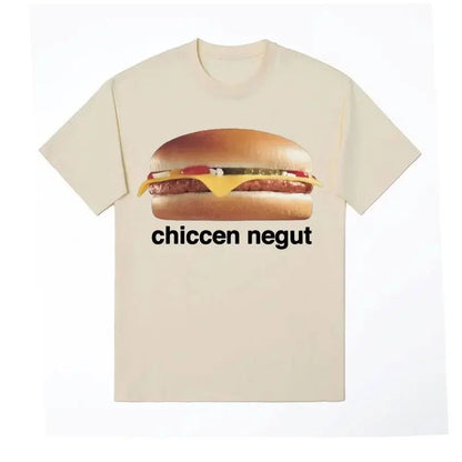Chiccen Negut Funny Pattern T-shirt Unisex Fashion Casual High Quality T-shirt O-Neck Loose T-shirt Soft Breathable Tee Tops