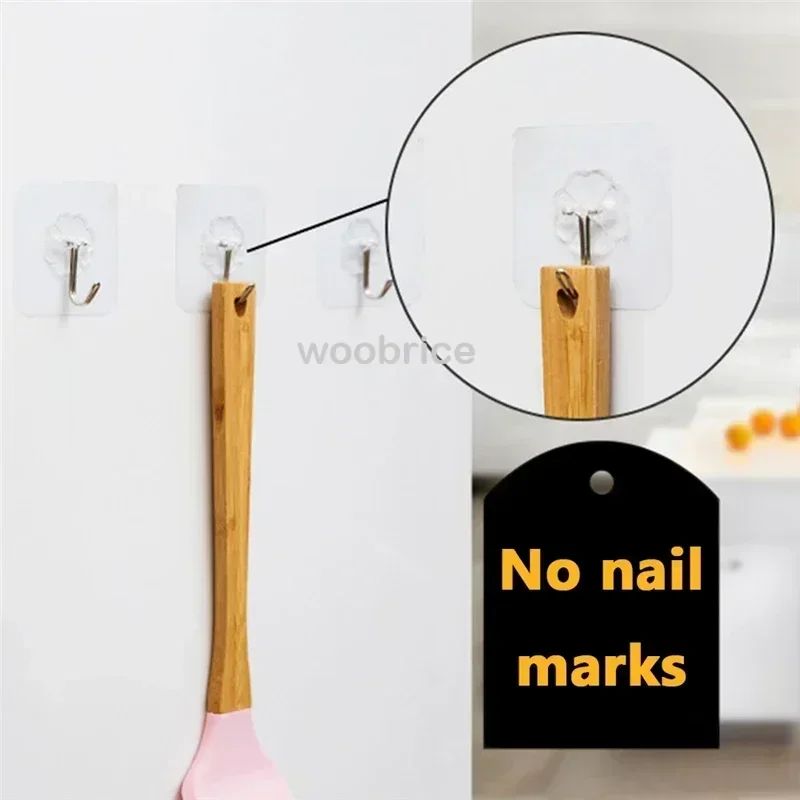 100PcsTransparent Self adhesive wall hooks Multi-Purpose Wall Hook Key Holder Towel Holder For Kitchen Bathroom Accessories