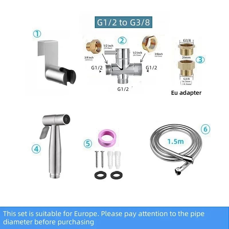 Handheld Bidet Toilet Sprayer Jet Kit Stainless Steel Shattaf Sprayer Kit Bathroom Personal Hygiene