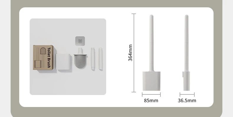 Escova Sanitária de Silicone Flexível com Base à Prova de Vazamento de Água e Gancho, Escova Sanitária Montada na Parede, Limpador Doméstico para Banheiro