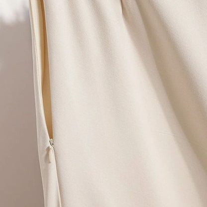 A-Line Mini Skirt High Waist Mid Length Skirts Women's Slimming Black Autumn Elastic Waist Design Solid Color Versatile Skirt