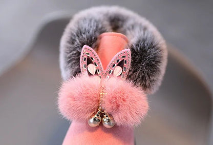 Winter Girls Boots Princess Snow Boots Leather Sport Shoes For Girl Children Warm Boots Fashion Soft Bottom Kids Sneakers