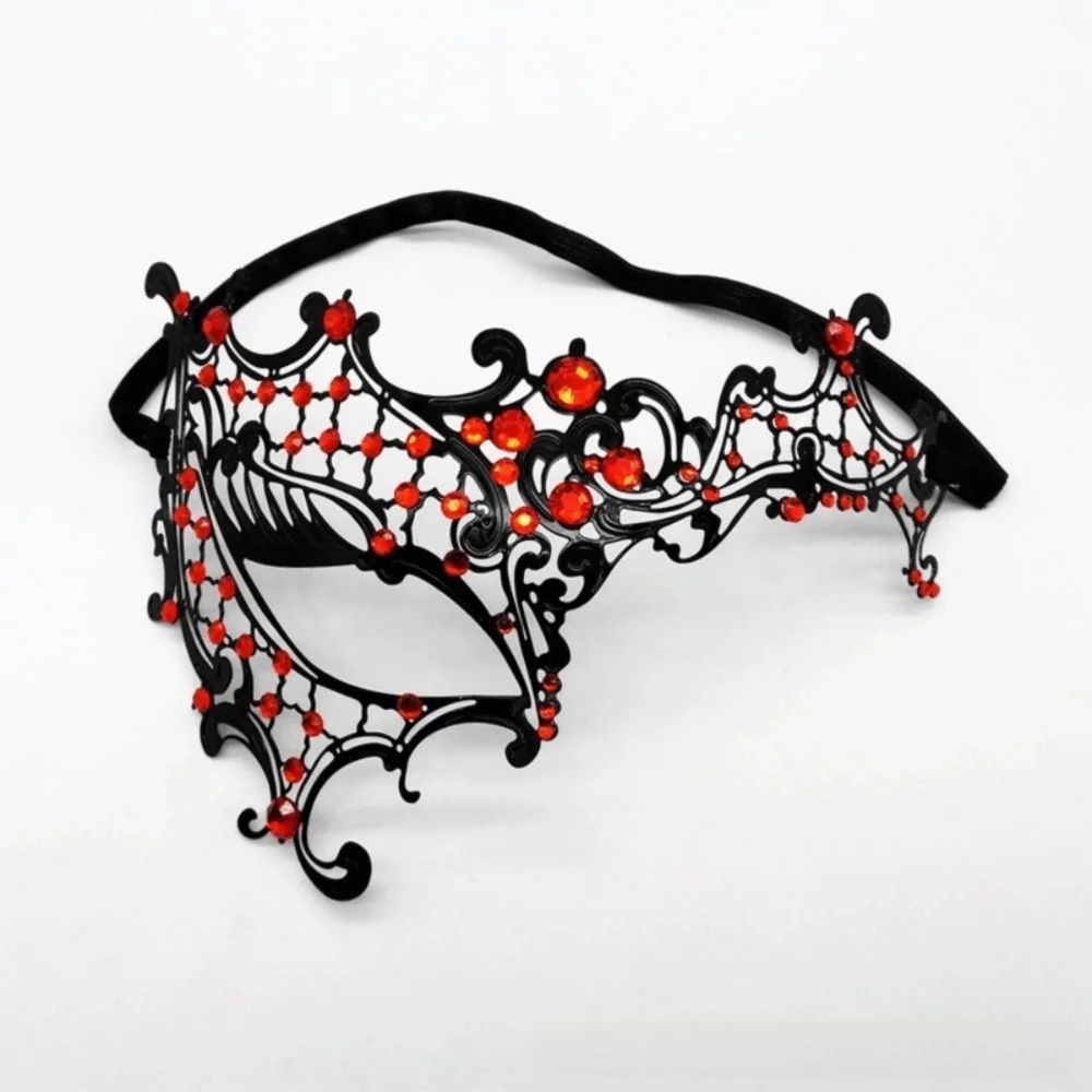 Black Gold Skull Metal Mask Halloween Rhinestone Half Face Venetian Masquerade Men White Women Skull Party Mask