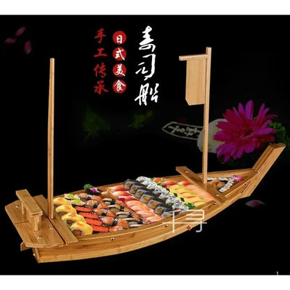 New luxury sashimi boat dry ice boat sashimi platter sushi tableware Japanese cuisine wooden sushi boat bamboo sushi tool