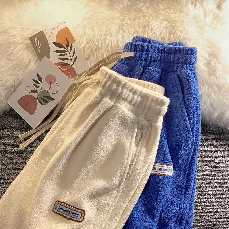 Lamb Velvet Thickened Fleece Women's Casual Pants Autumn Winter Warm Outdoor Wear Loose Fit Sports Trousers