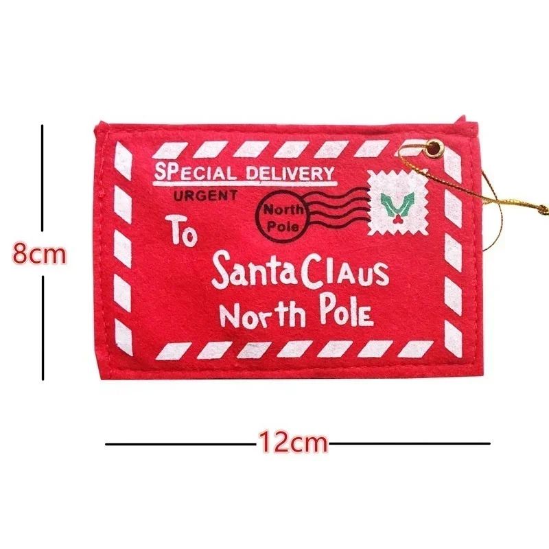 Santa Claus Envelope Red Felt Non-Woven Letter Embroidered Envelopes for Christmas Tree Hanging Card Candy Gifts Bags Home Decor