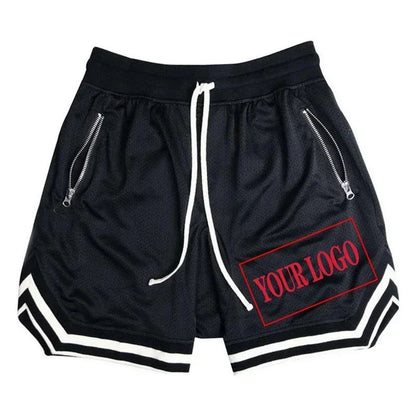 2025 Summer New Quick drying Breathable Zipper Drawstring Pocket Five point Shorts for Men's Sports Running Large Beach Pants