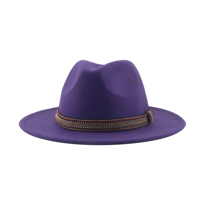 Chapéu Feminino Fedora de Feltro Sólido Casual Chapéu de Inverno Feminino Bonés Masculinos Faixa Panamá Preto Cáqui ????? ??????? Sombrero