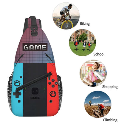 Games Console Small Chest Bag Men's and Women's Kids Best Gift 3D Cartoon Large Capacity Outdoor Sports Leisure Fashion Bag